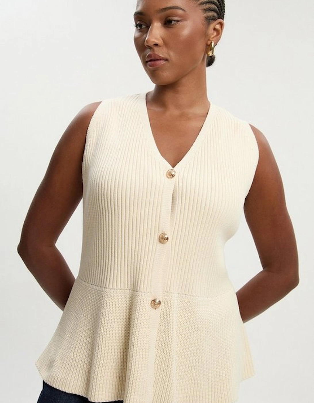 Plus Size Ribbed Cotton Knitted Waistcoat, 2 of 1