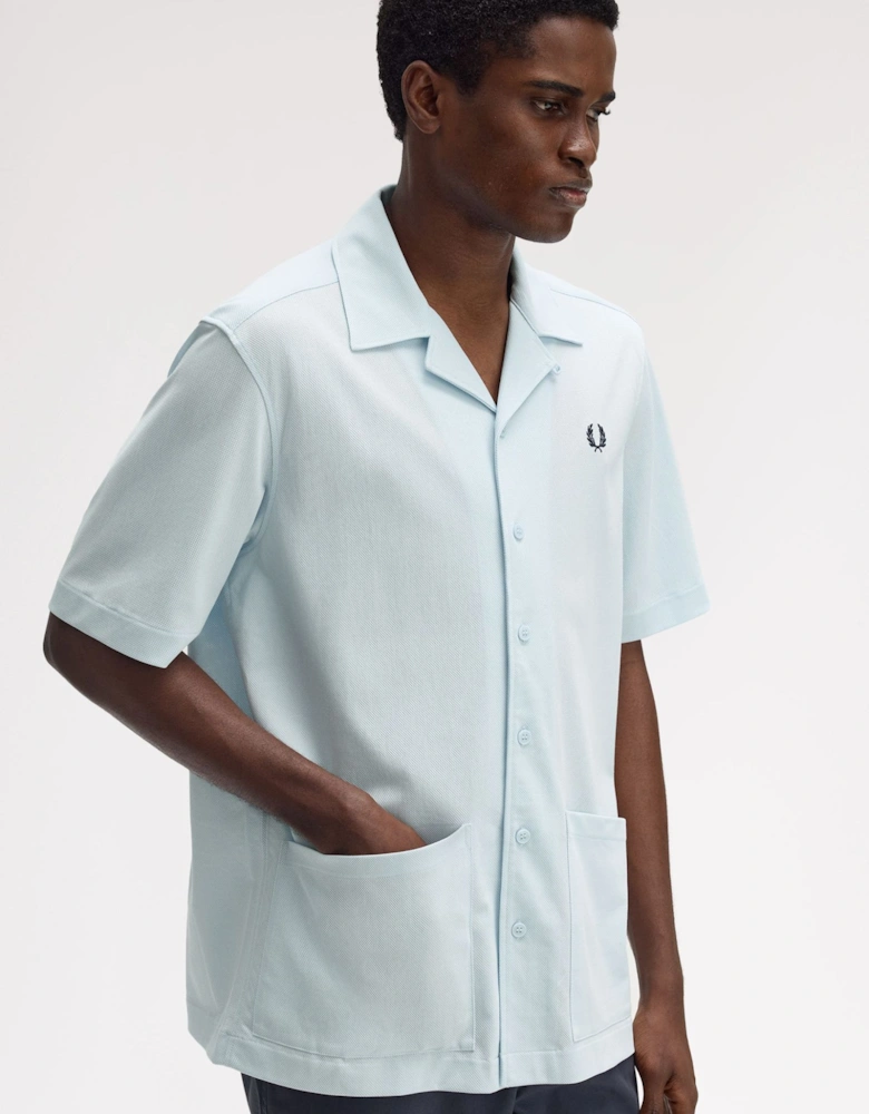 M1745 Compress Mesh Revere Collar Shirt - Light Ice