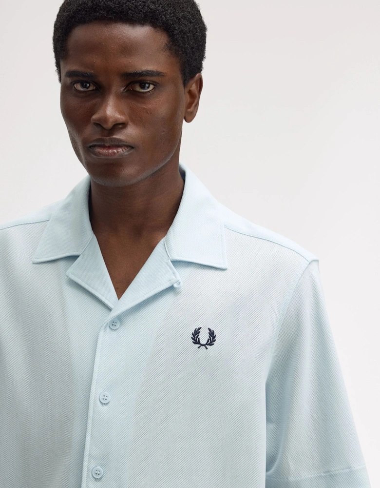 M1745 Compress Mesh Revere Collar Shirt - Light Ice