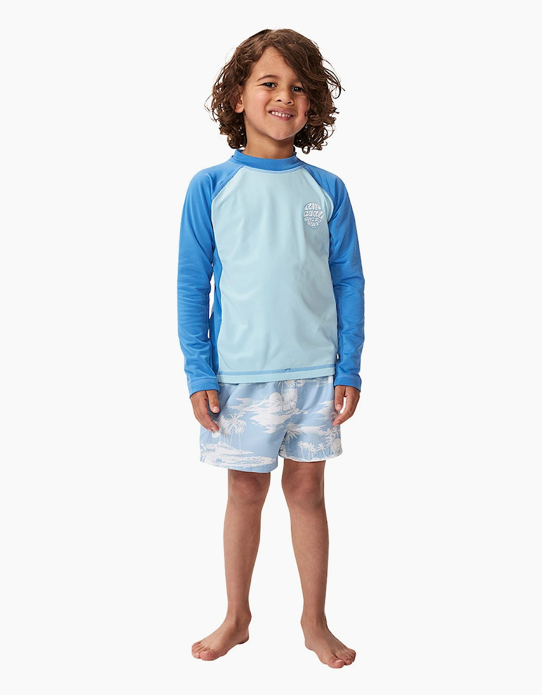 Ripcurl Ripcurl Rip Curl Kids Icons UV Brushed Long Sleeve Rash Vest - Blue