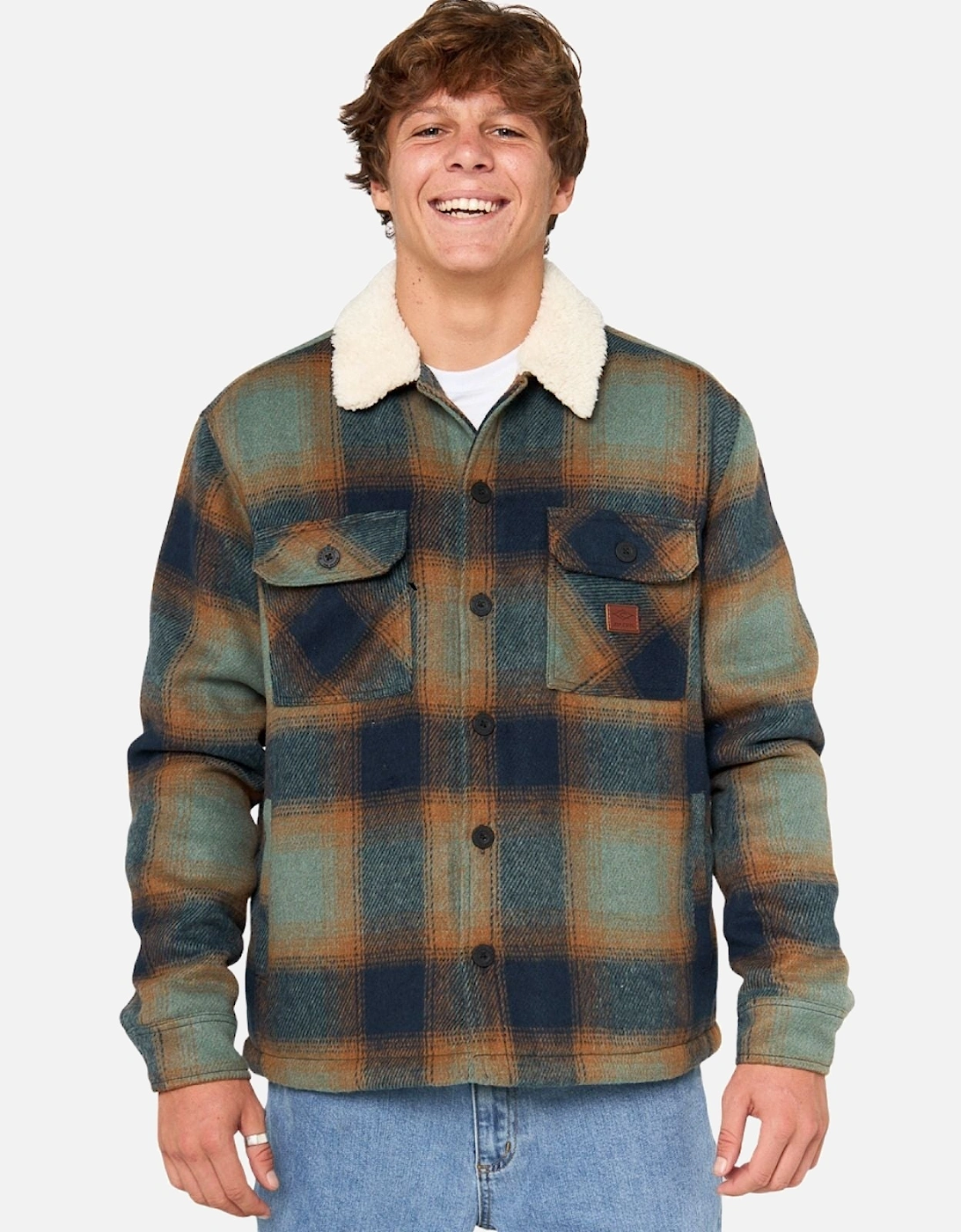 Rip Curl Mens Bells Sherpa Button Up Bomber Jacket, 2 of 1