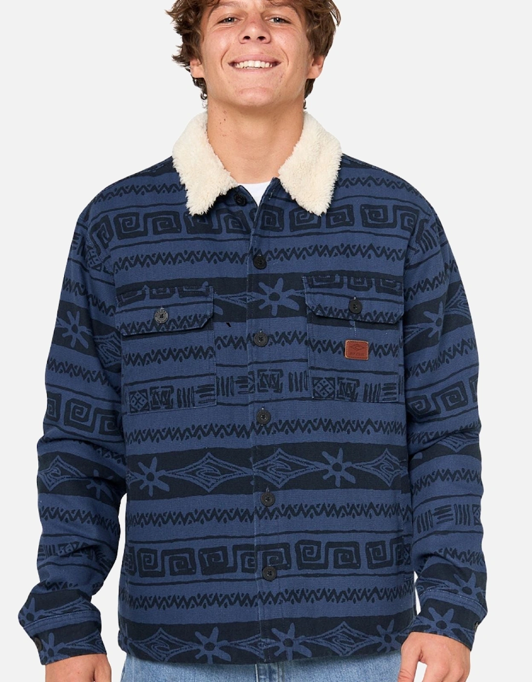 Rip Curl Mens Bells Sherpa Button Up Bomber Jacket, 2 of 1