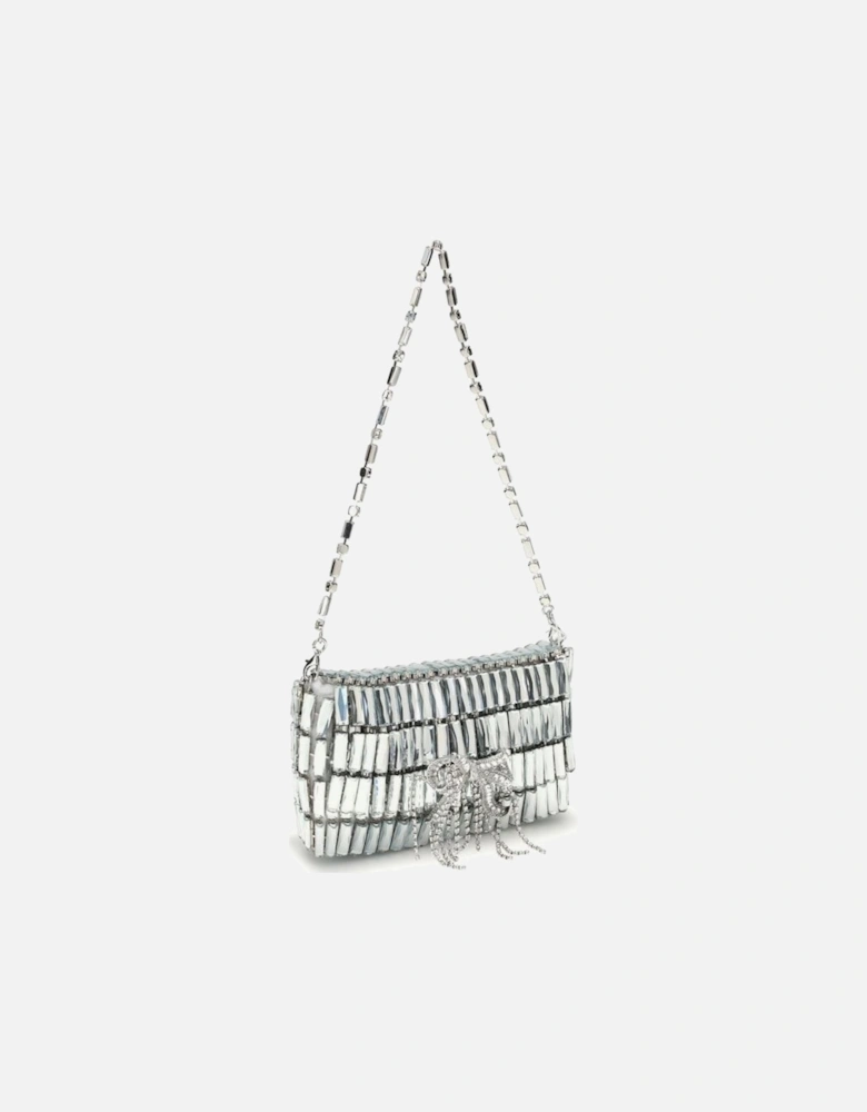 Leather Biker Jacket with Zipper Details Women - Silver Shoulder Bags