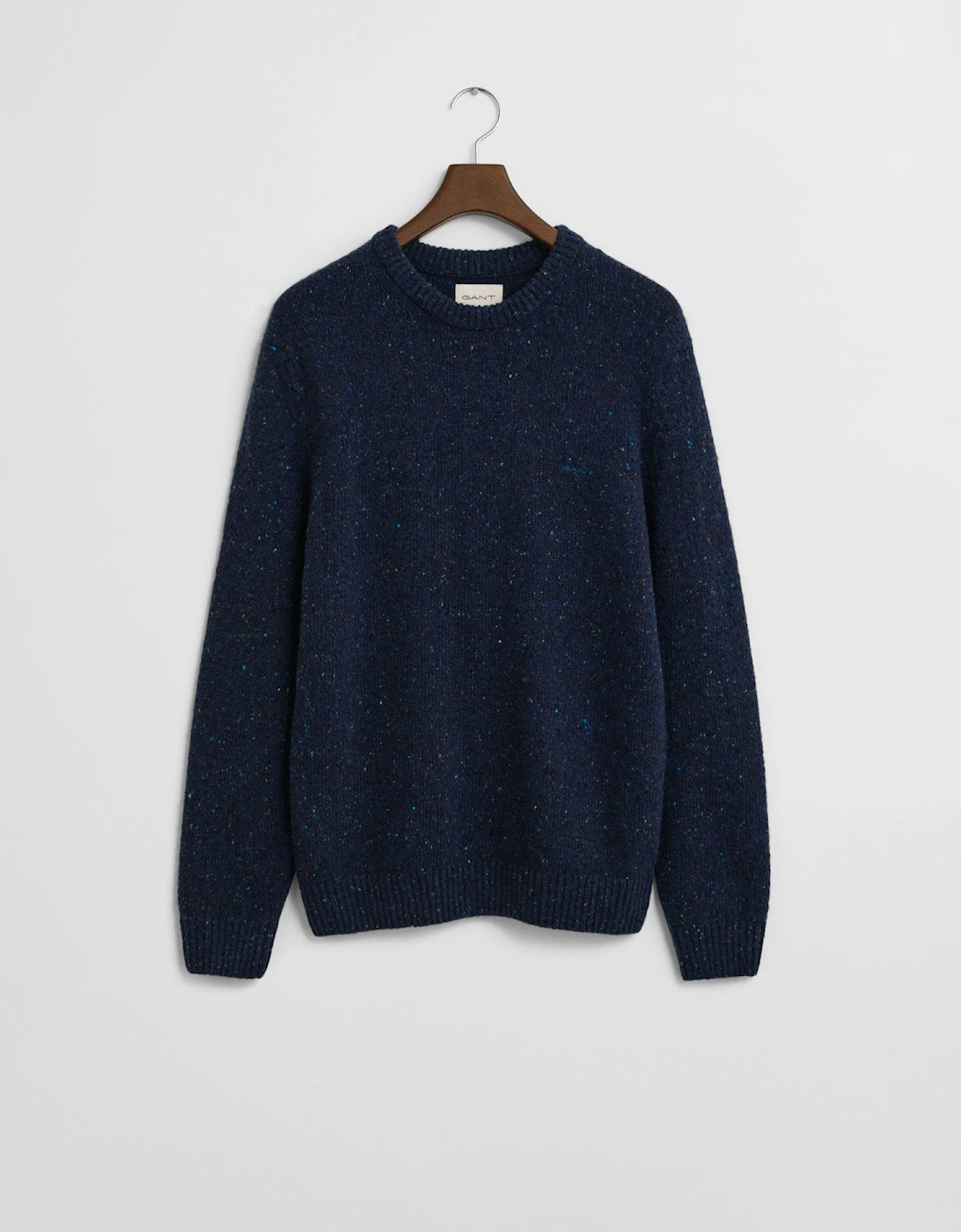 Mens Wool Blend Neps Crew Neck Jumper - 433 Evening Blue, 2 of 1