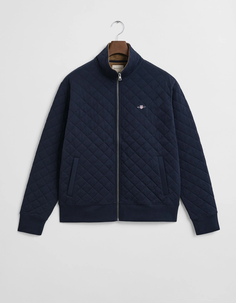 Mens Quilted Cord Collar Full Zip - 433 Evening Blue