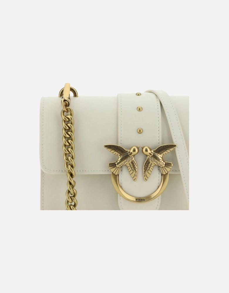 Love Birds Shoulder Bag Leather Crossbody Women - White