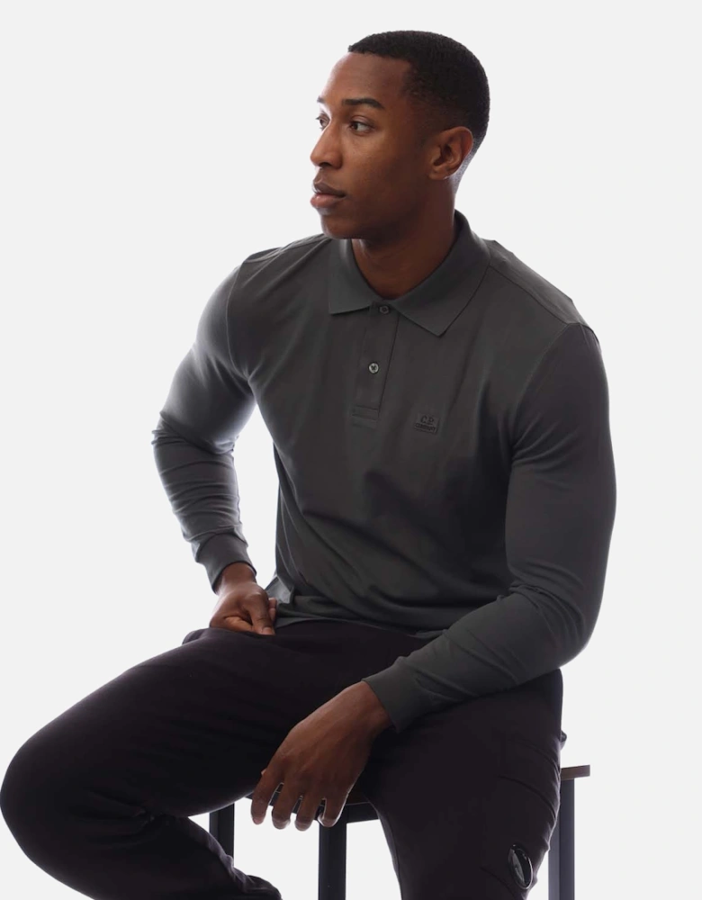Stretch Piquet Long Sleeve Polo Shirt