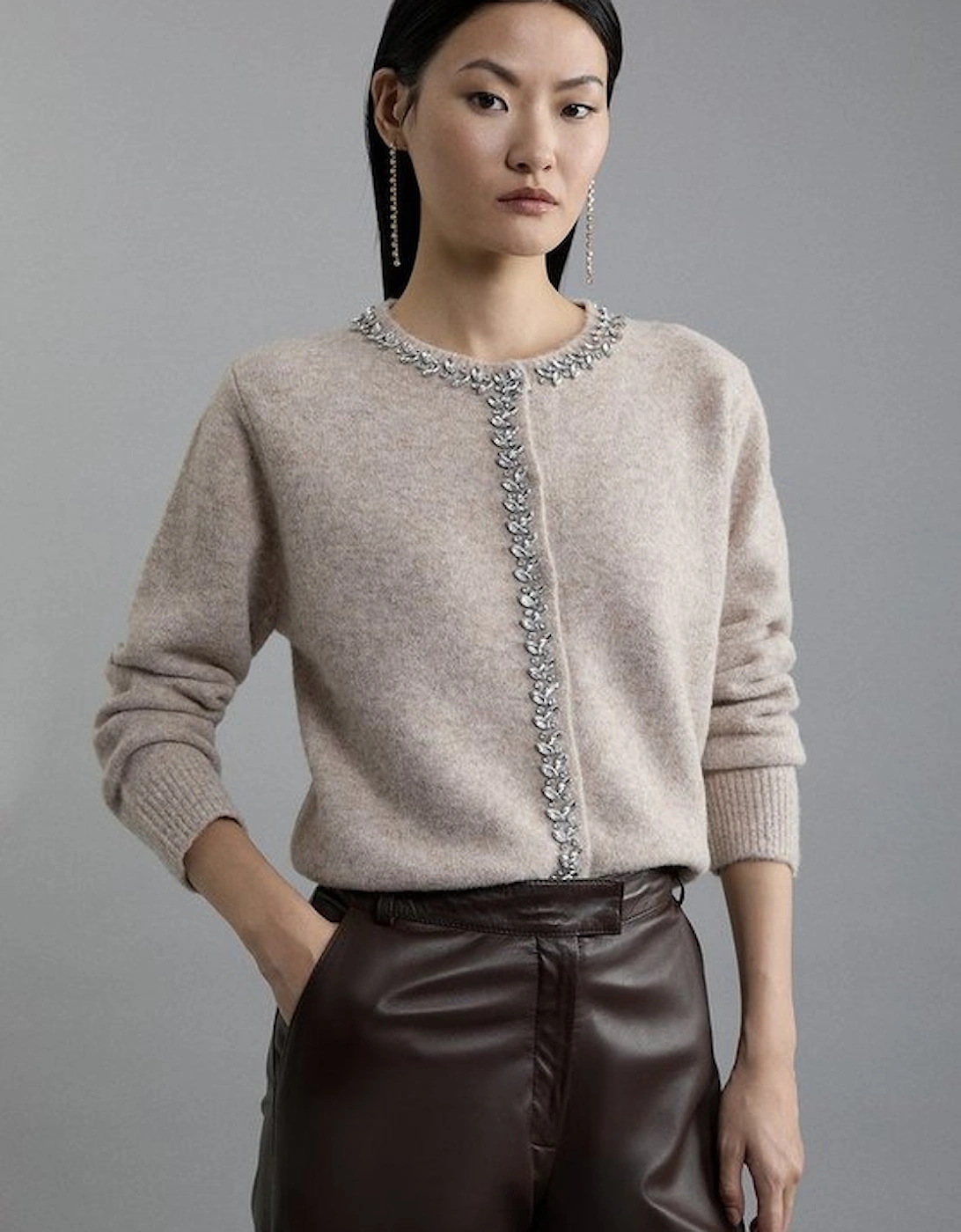 Embellished Trim Cosy Knit Cardigan, 4 of 3