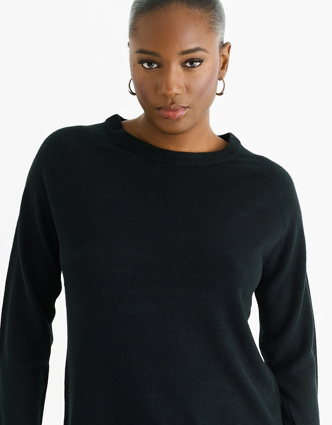 Black Crew Neck Fine Knit Oversized Jumper, 5 of 4