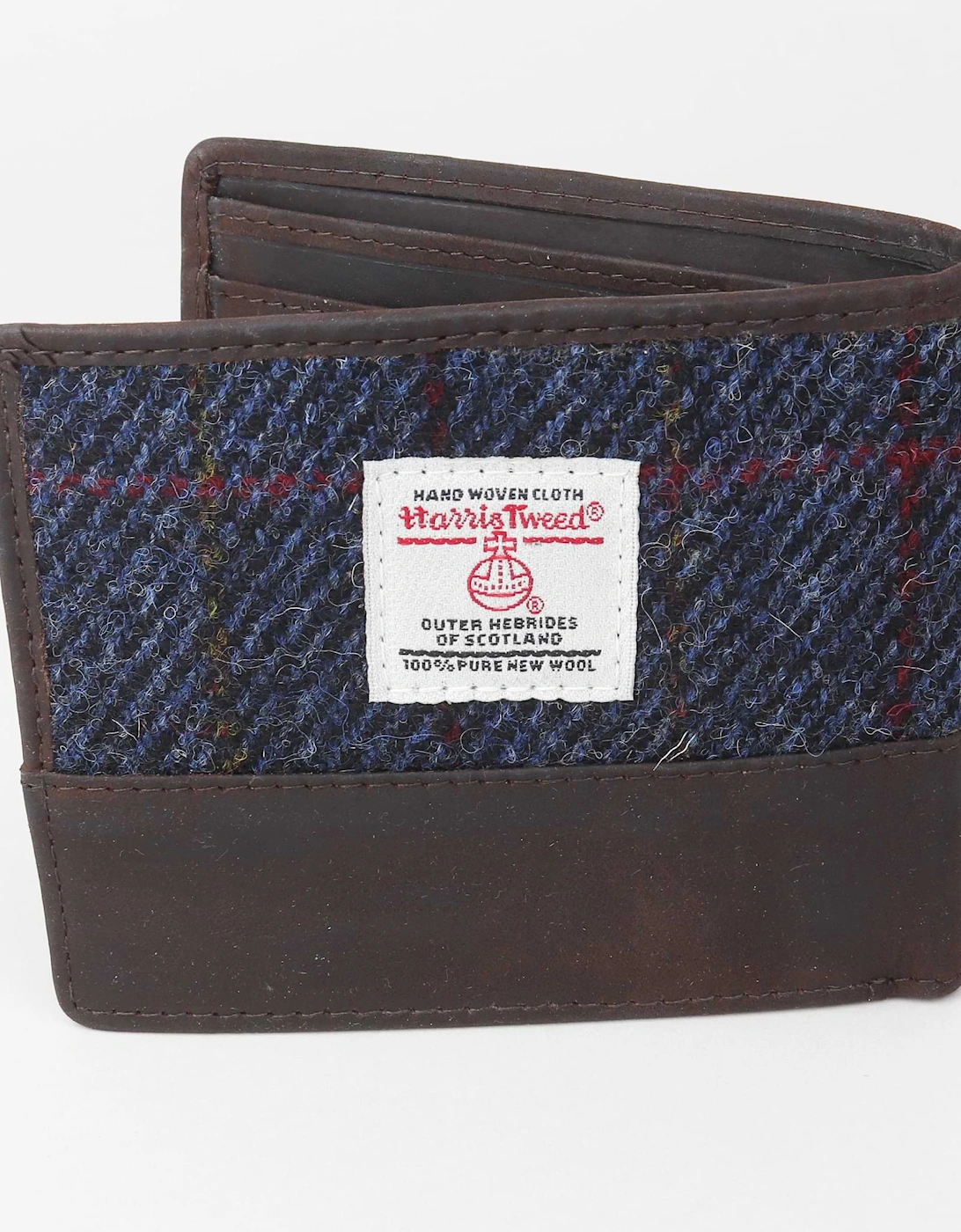 Premium Leather & Harris Tweed Wallet - Blue