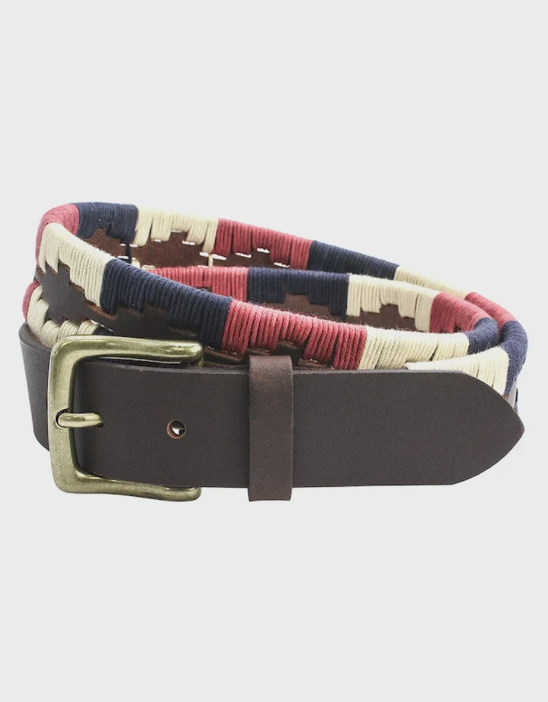 Wothorpe 35mm Guatamalen Belt - Brown & Navy/ Burgundy/ Ecru, 2 of 1