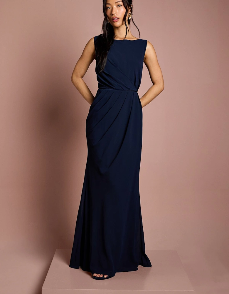 Satin Lace Back Detail Maxi Bridesmaid Dress
