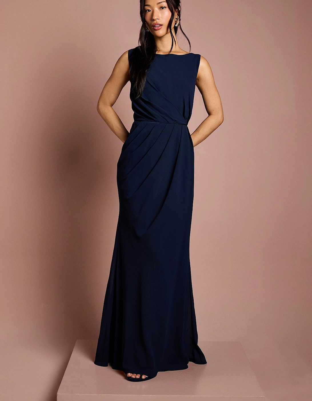 Satin Lace Back Detail Maxi Bridesmaid Dress, 2 of 1