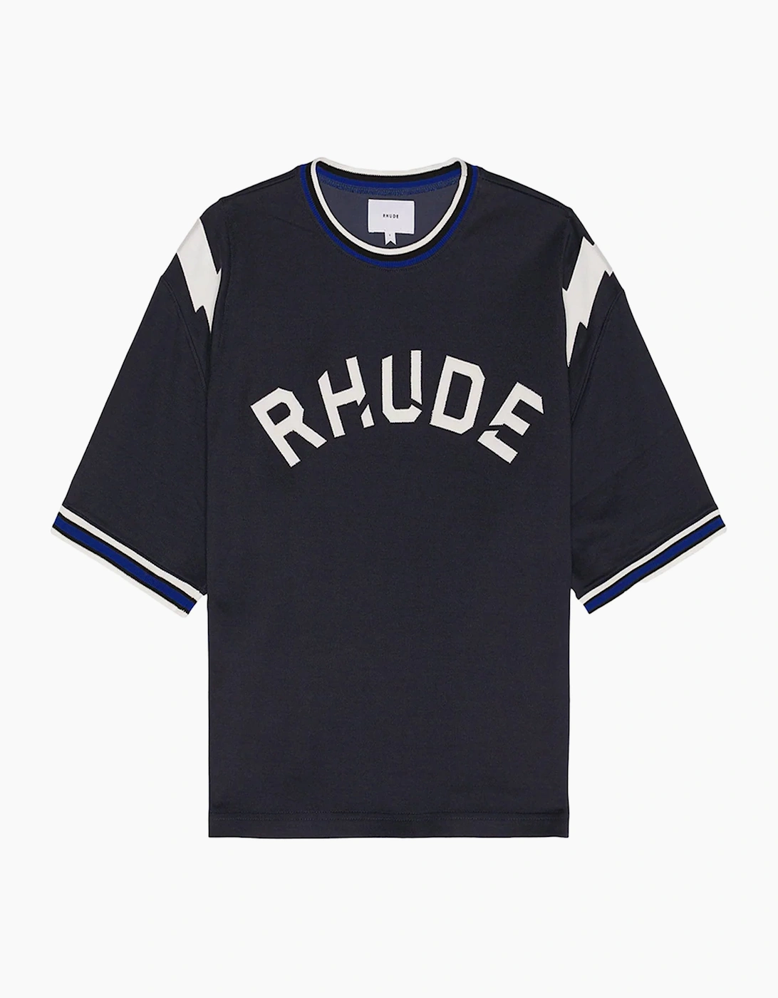 Rhude Men's Lightning Ringer T-shirt Navy - Size: 38