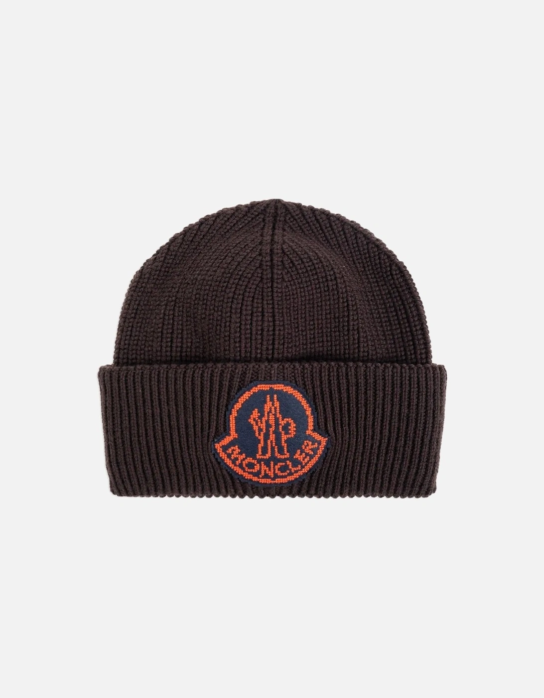 Men's Moncler Logo-Patch Wool Beanie in Brown