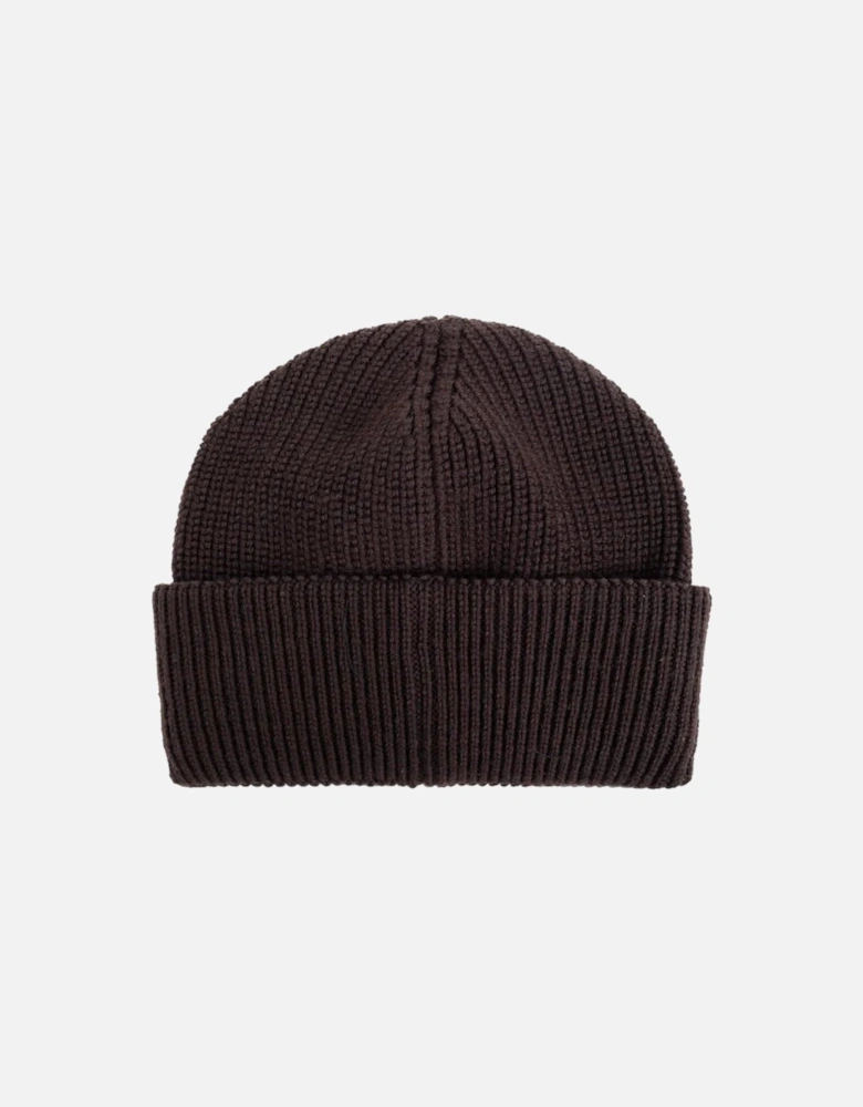 Logo-Patch Wool Beanie in Brown