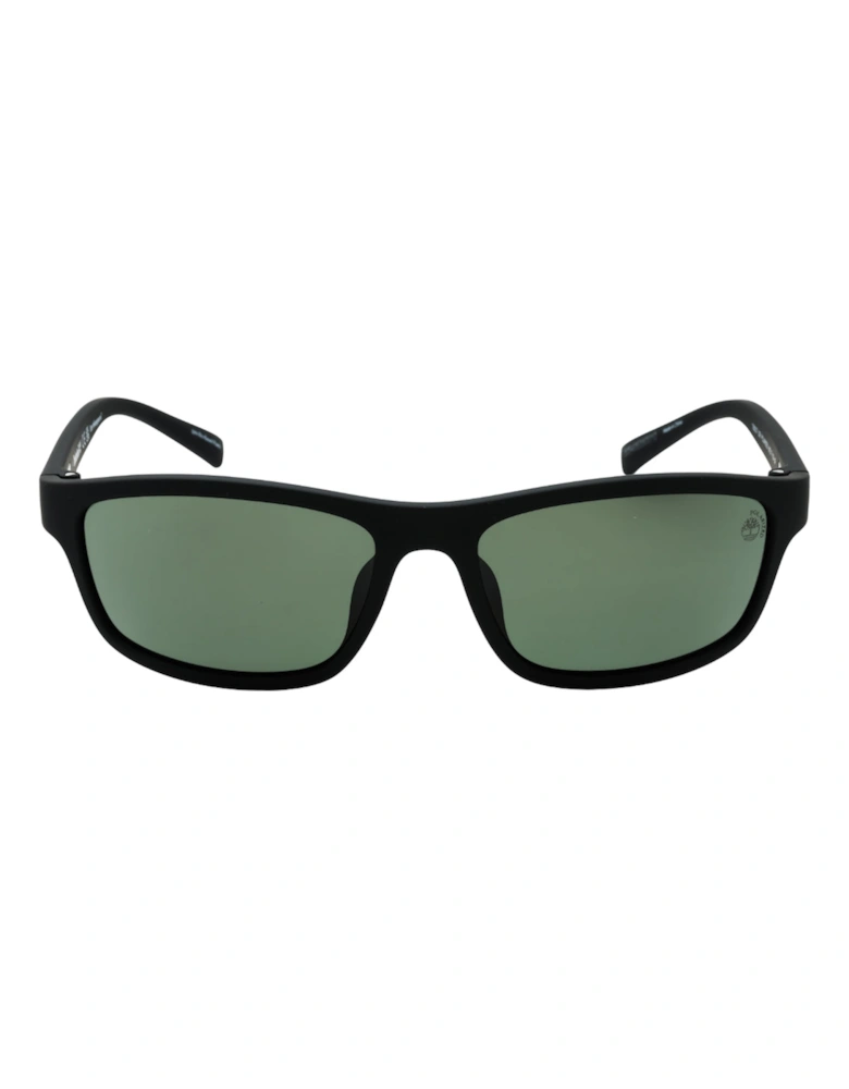 Matte Black Frame Green Polarized Lens Sunglasses
