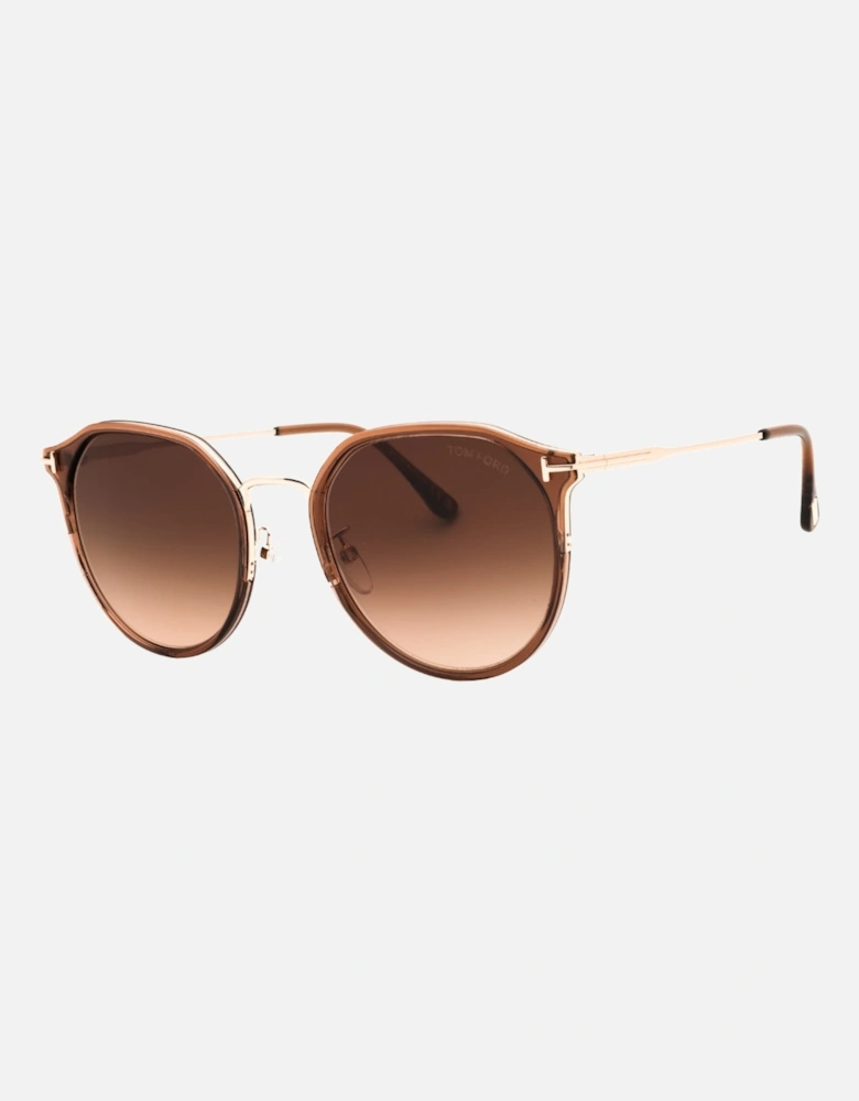 Shiny Light Brown Frame Gradient Brown Lensed Sunglasses
