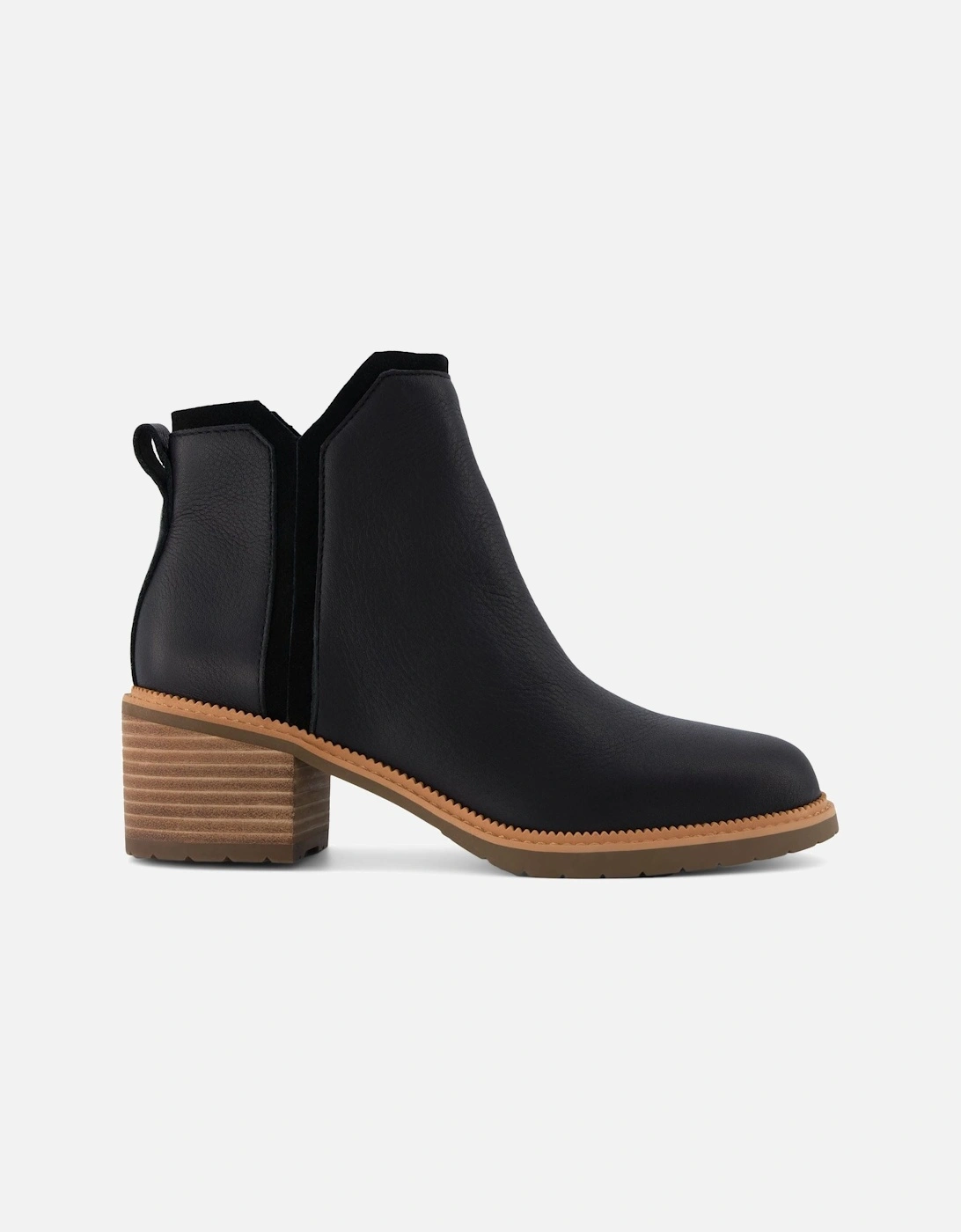 Women's TOMS Hailey Leather Women's Black Heeled Ankle Boots - Size: 7