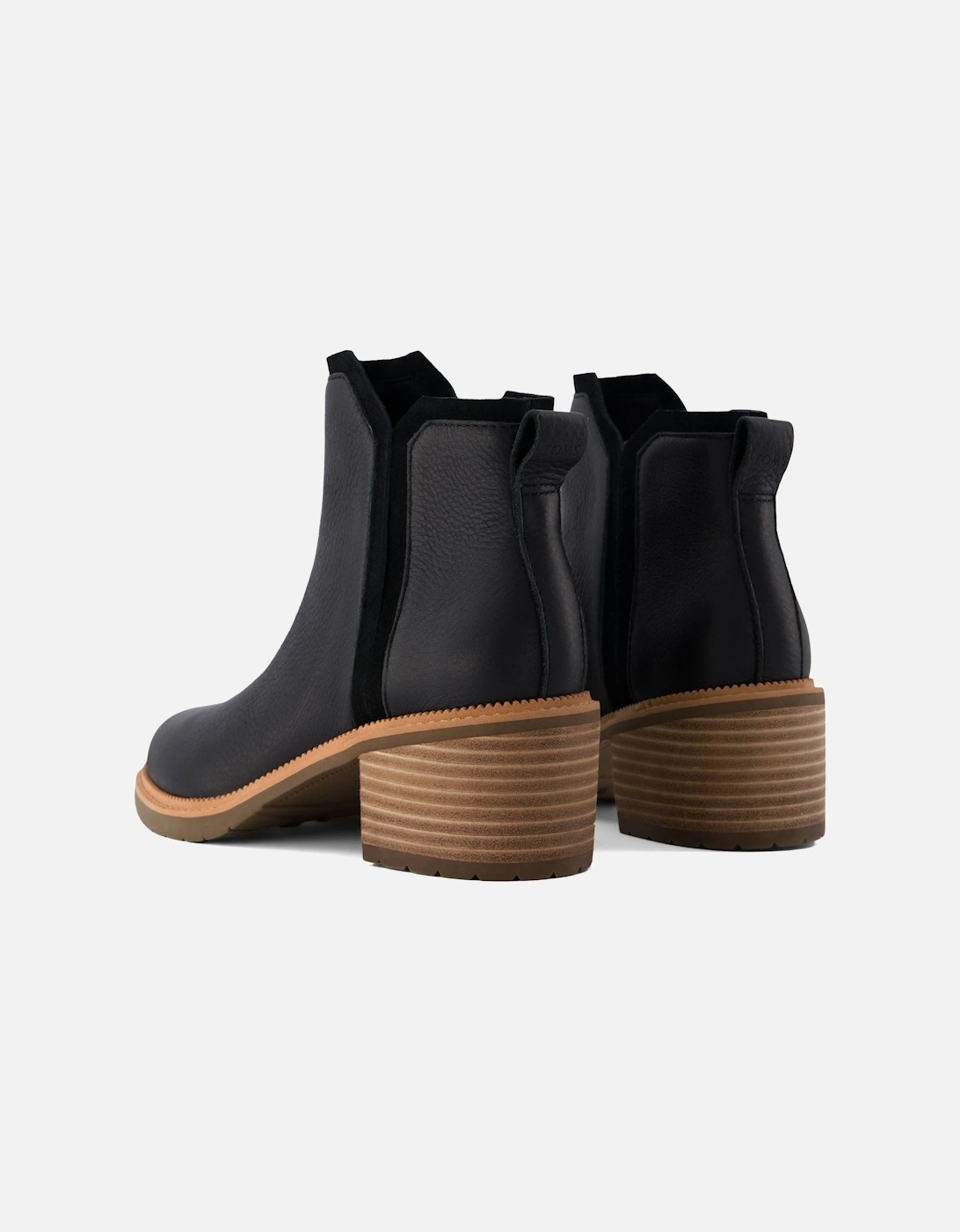 Women's TOMS Hailey Leather Women's Black Heeled Ankle Boots - Size: 7