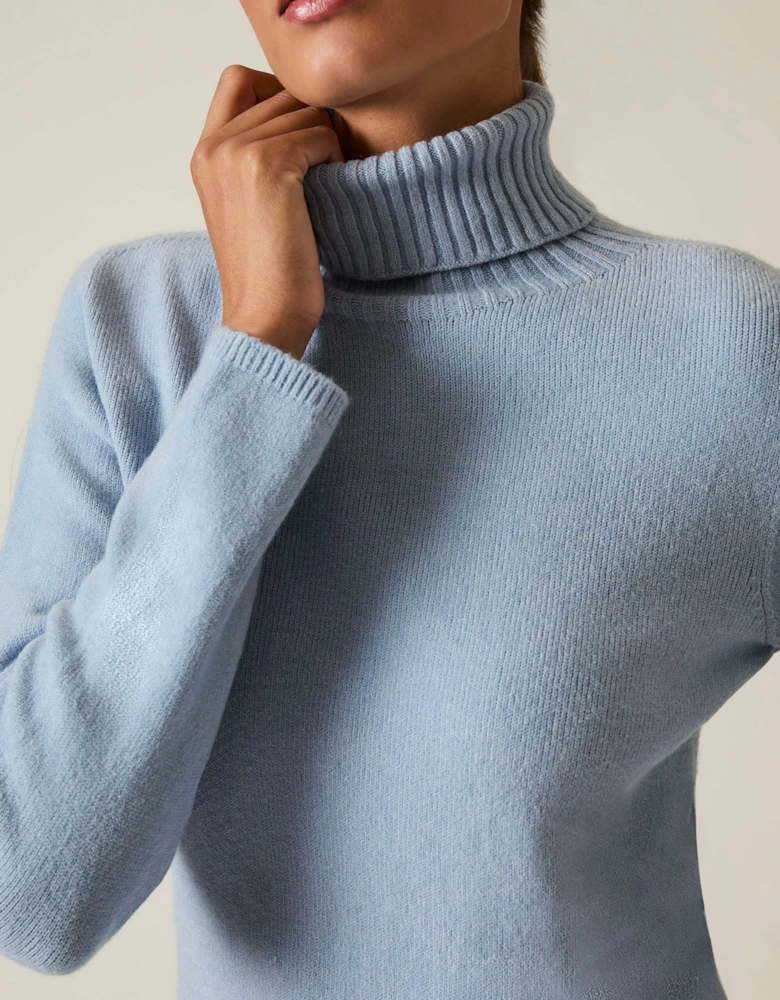 Pale Blue Polo Neck Jumper