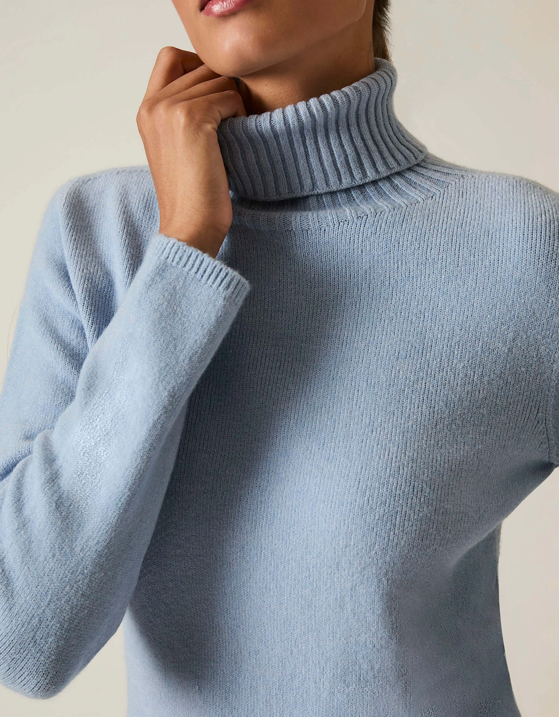 Pale Blue Polo Neck Jumper