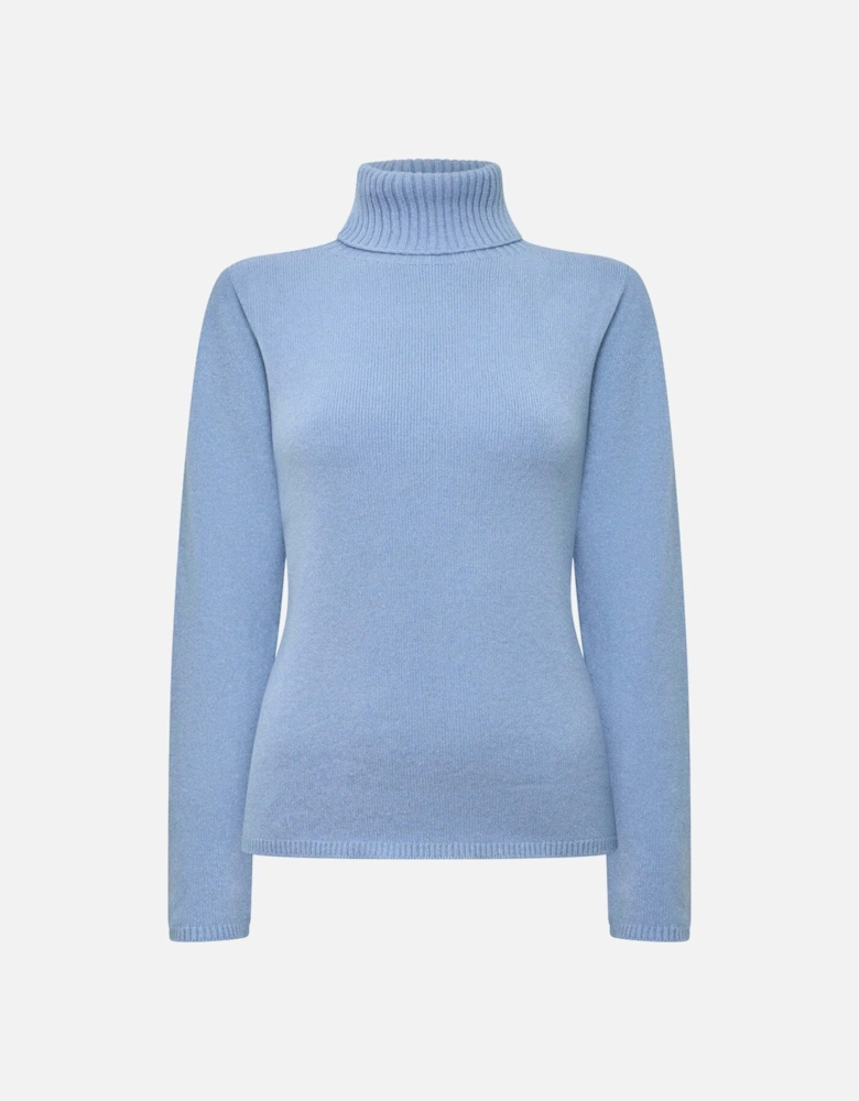 Pale Blue Polo Neck Jumper