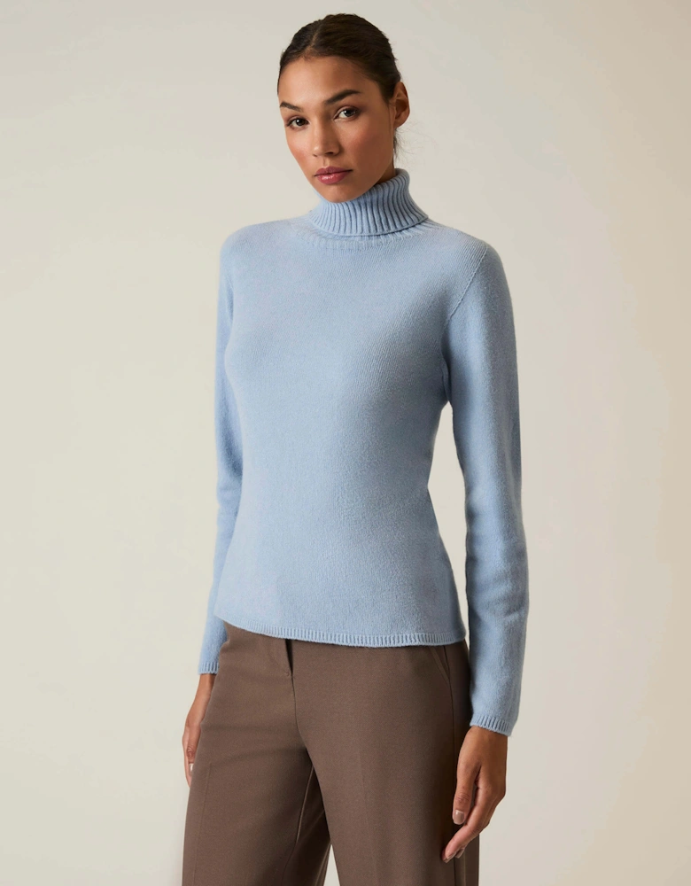 Pale Blue Polo Neck Jumper