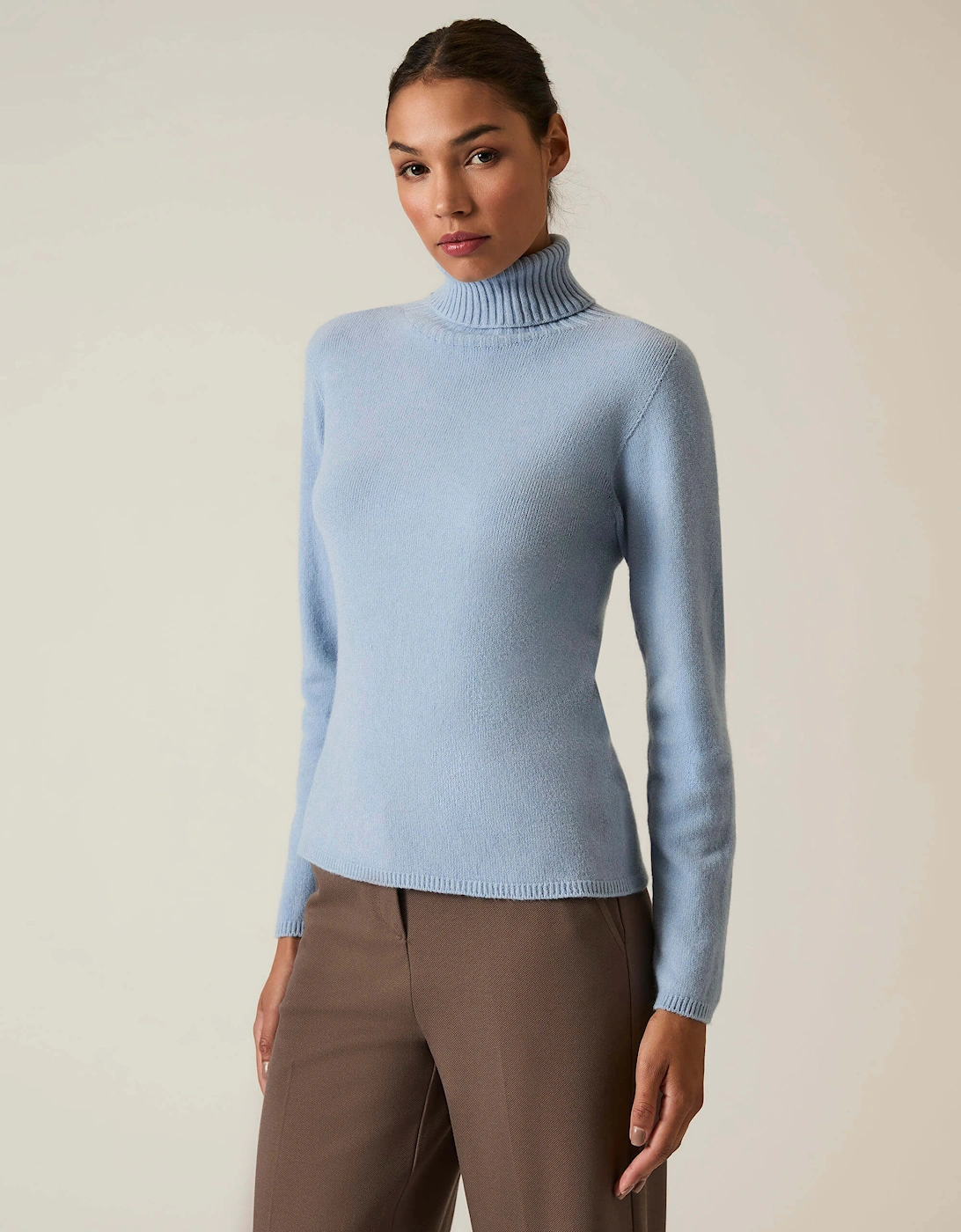 Pale Blue Polo Neck Jumper