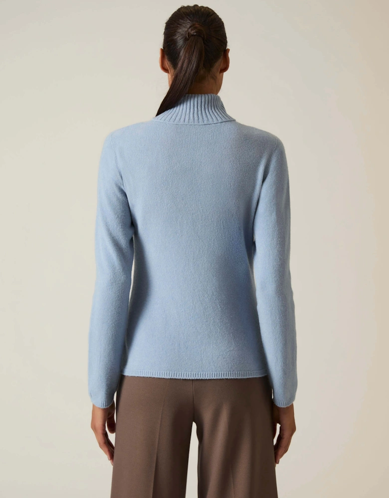 Pale Blue Polo Neck Jumper