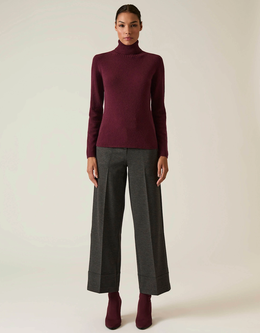 Wine Polo Neck Jumper