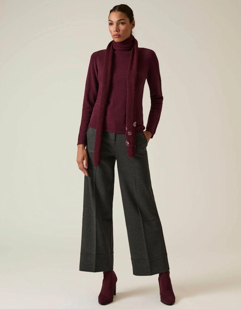 Wine Polo Neck Jumper