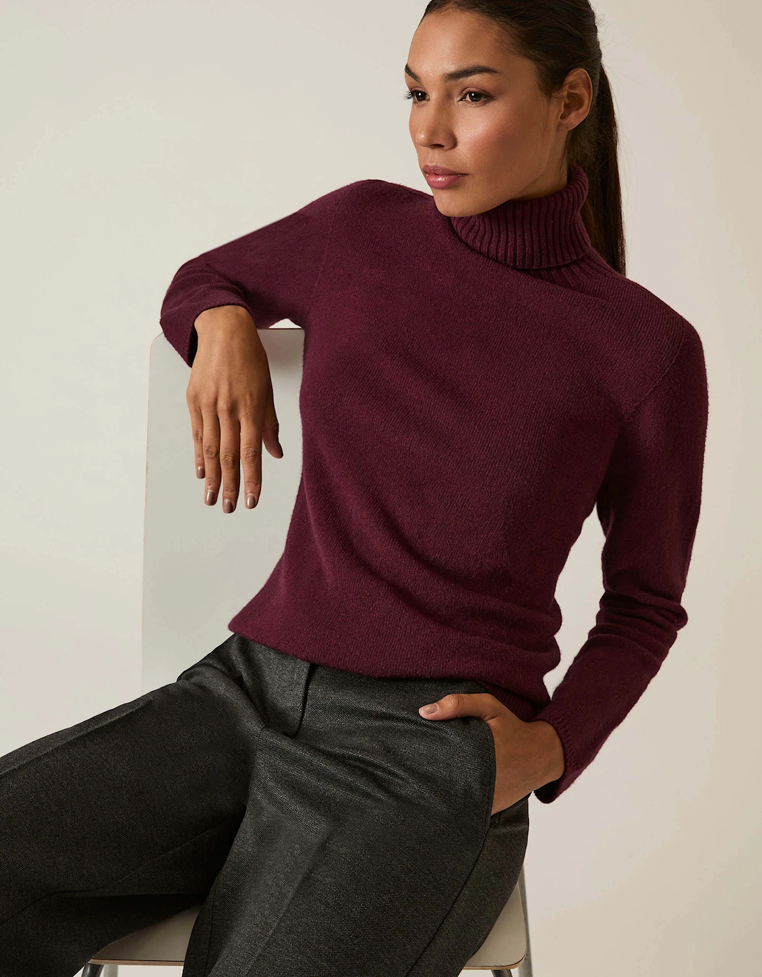 Wine Polo Neck Jumper, 7 of 6