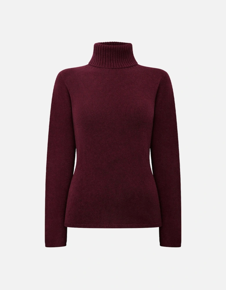 Wine Polo Neck Jumper