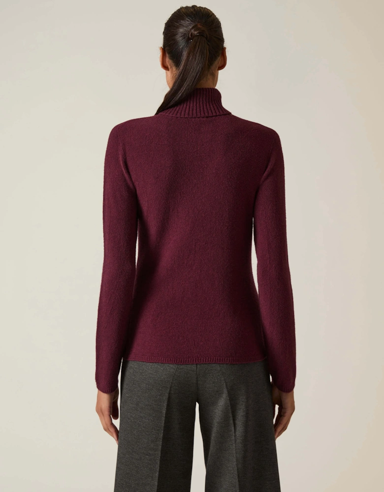 Wine Polo Neck Jumper