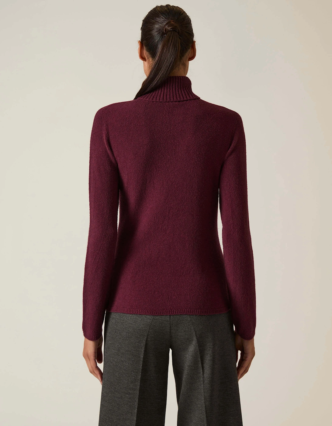 Wine Polo Neck Jumper