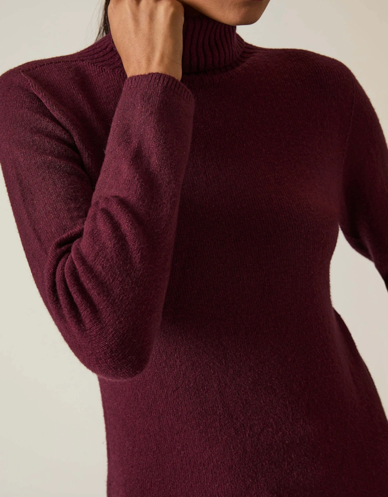 Wine Polo Neck Jumper