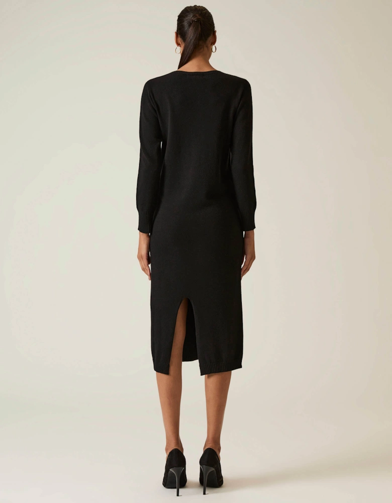 Black Knitted Midi Dress