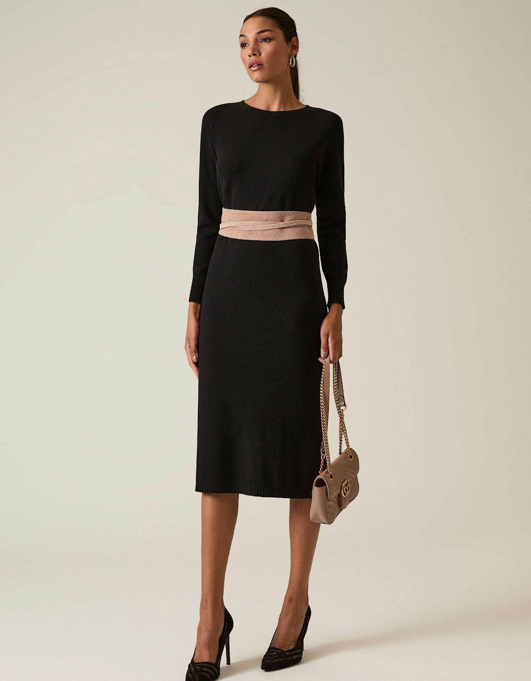 Black Knitted Midi Dress