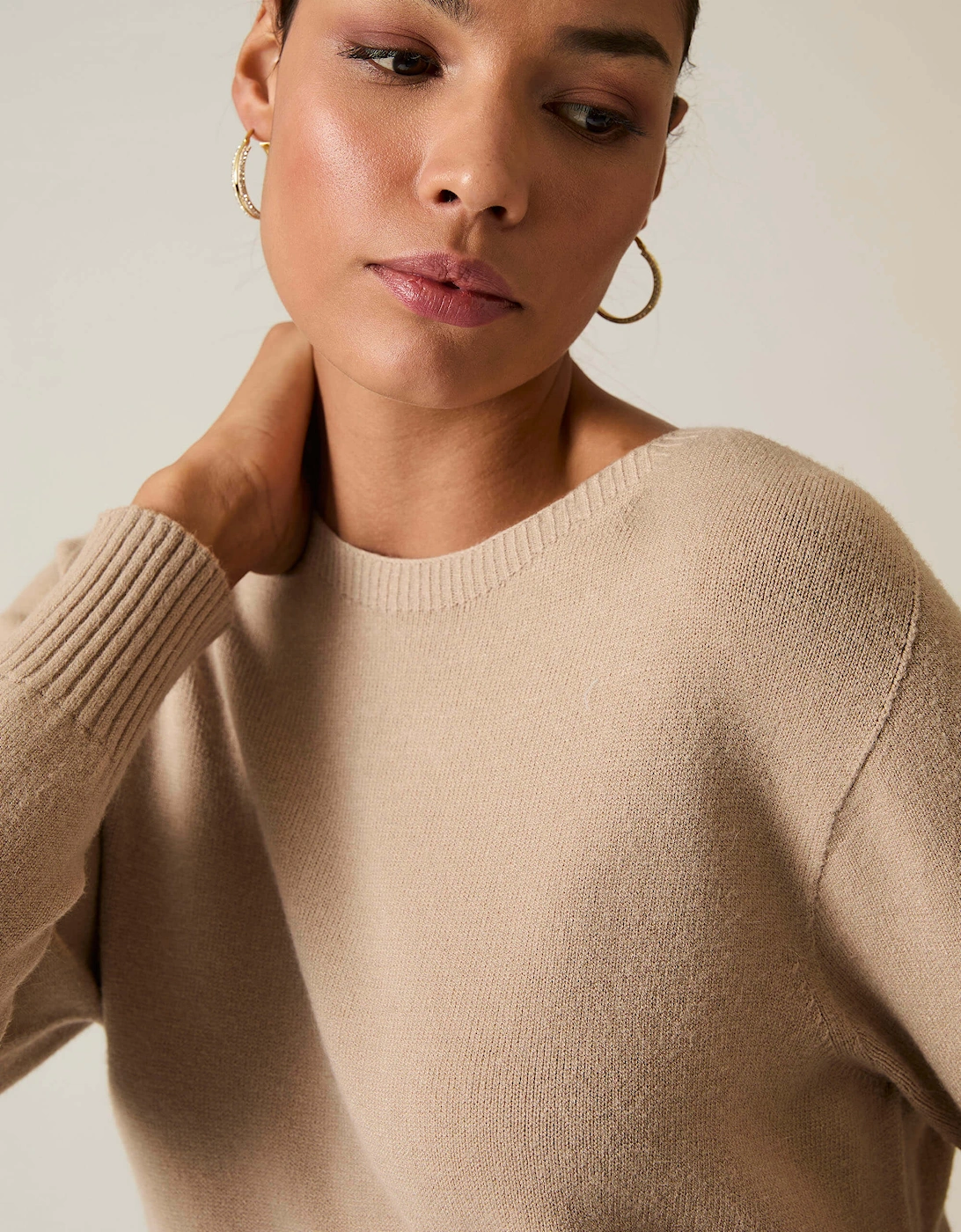 Taupe Knitted Midi Dress