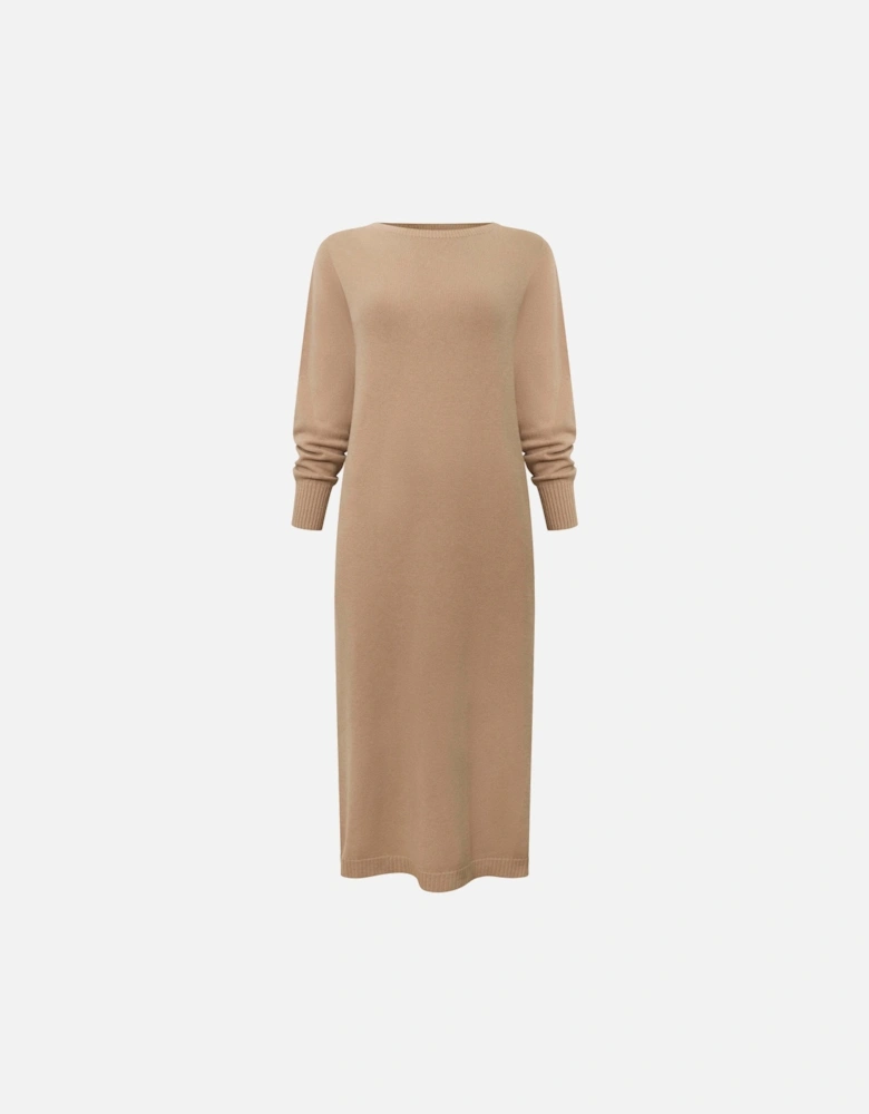 Taupe Knitted Midi Dress
