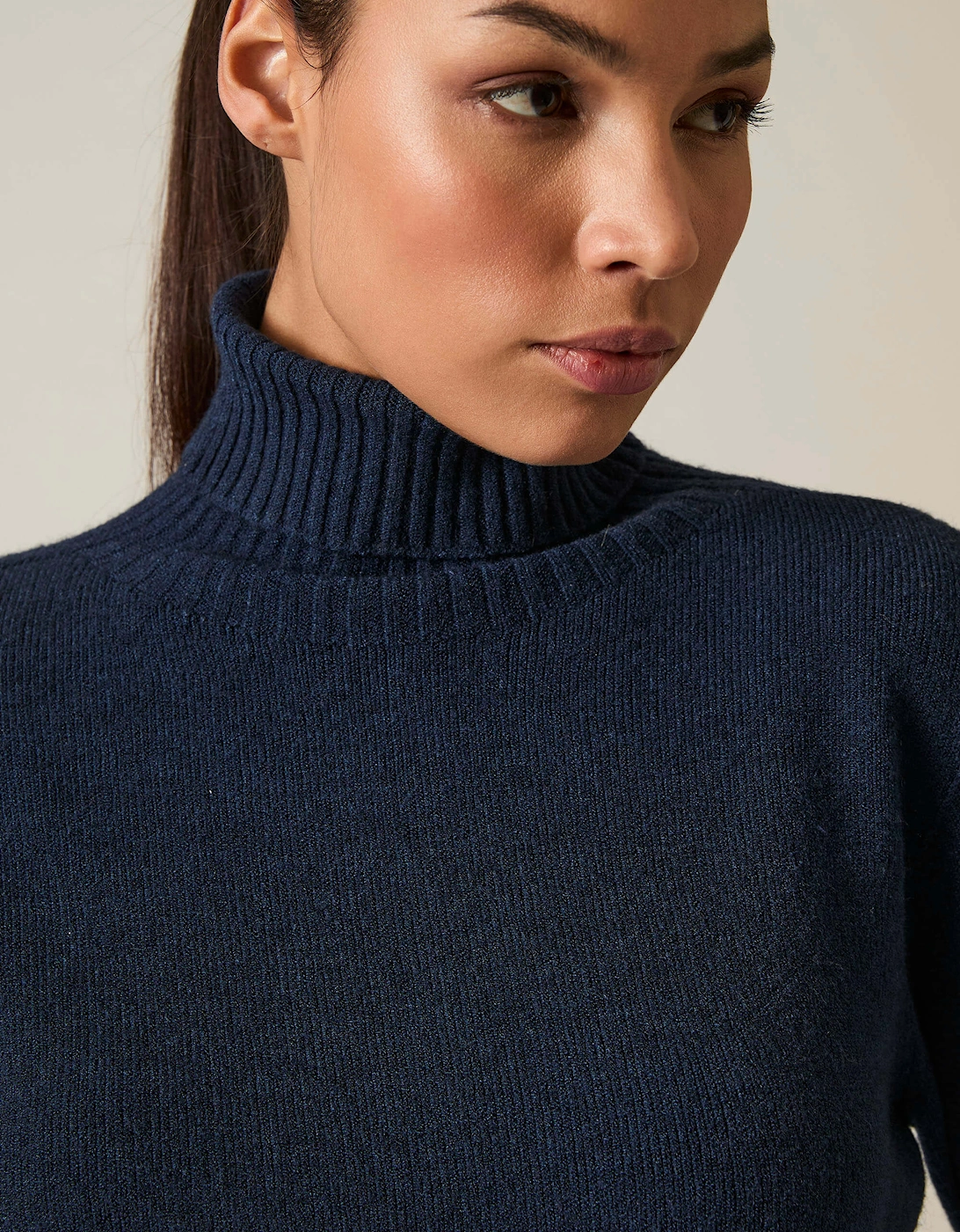 Navy Polo Neck Jumper