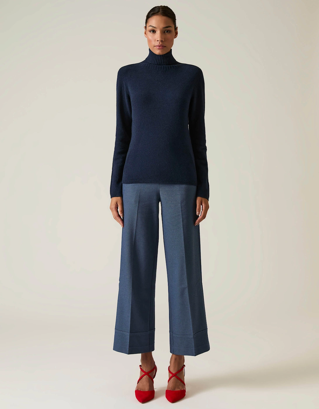 Navy Polo Neck Jumper