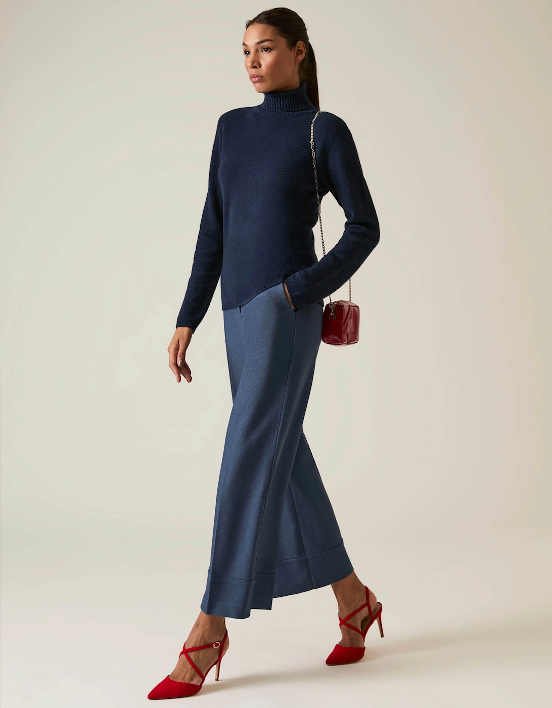 Navy Polo Neck Jumper