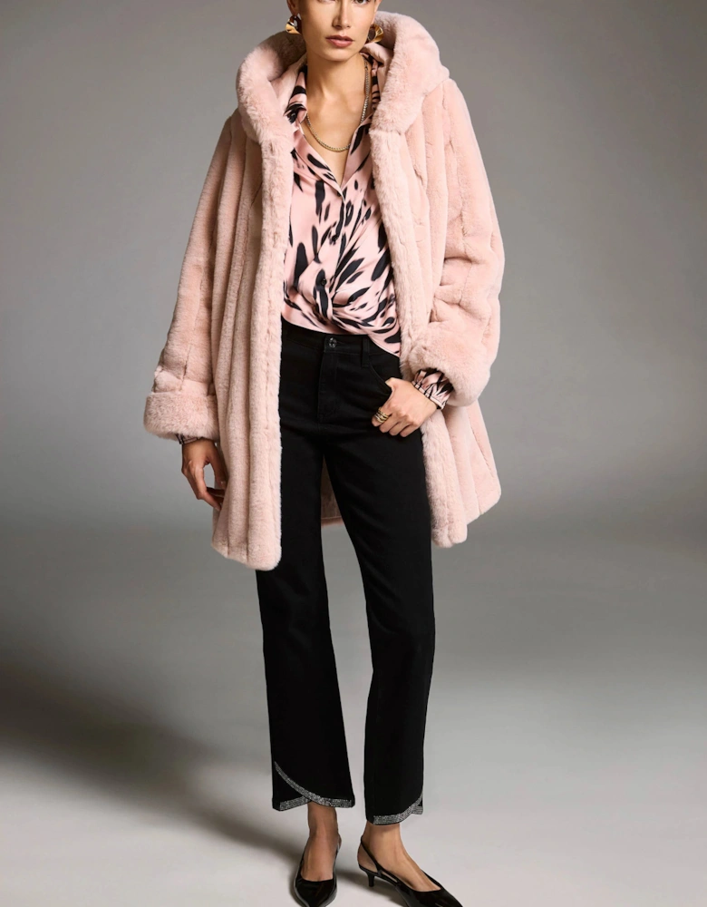 Recycled satin animal print draped top