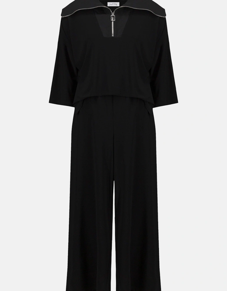 Silky knit & memory culotte jumpsuit