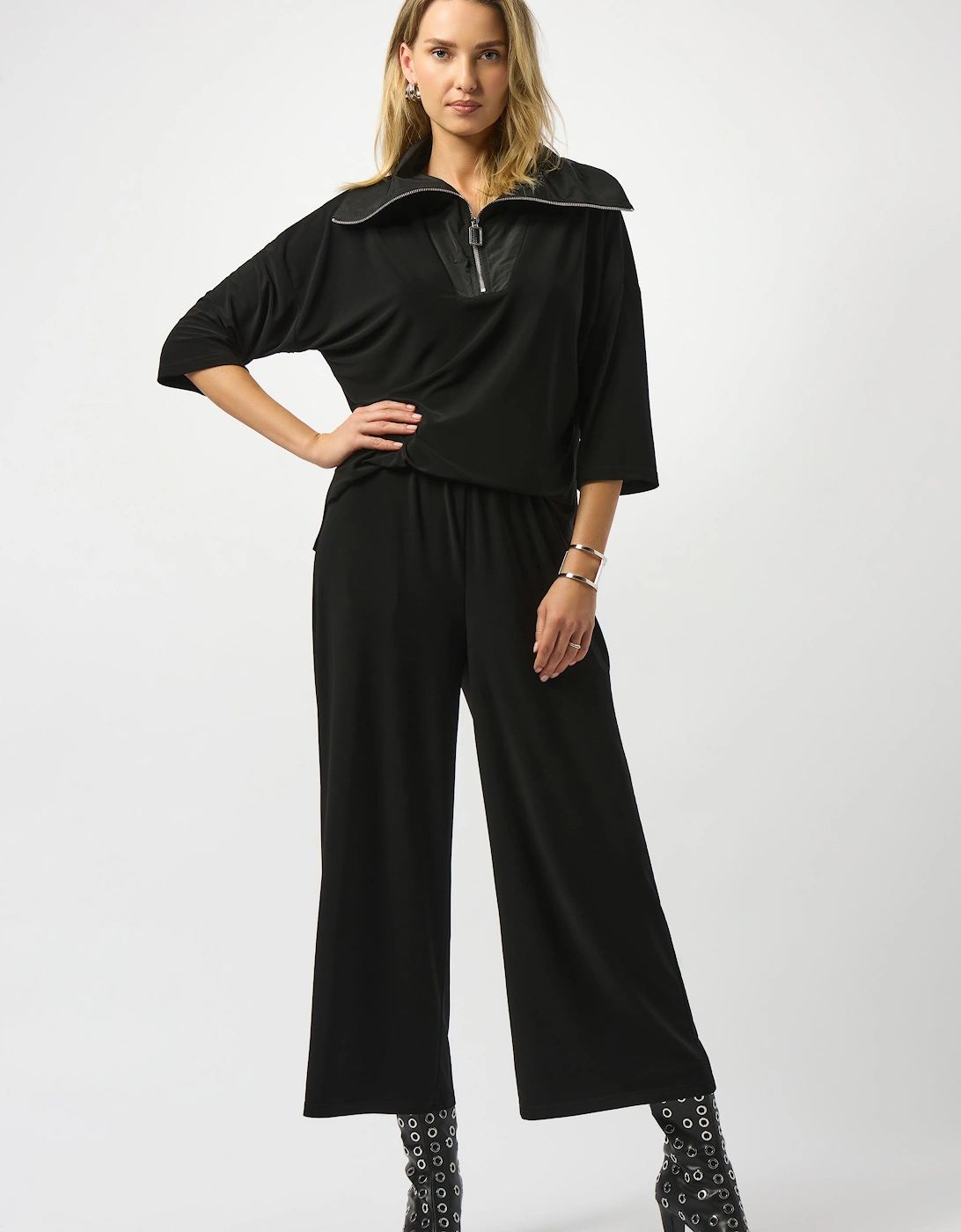 Silky knit & memory culotte jumpsuit
