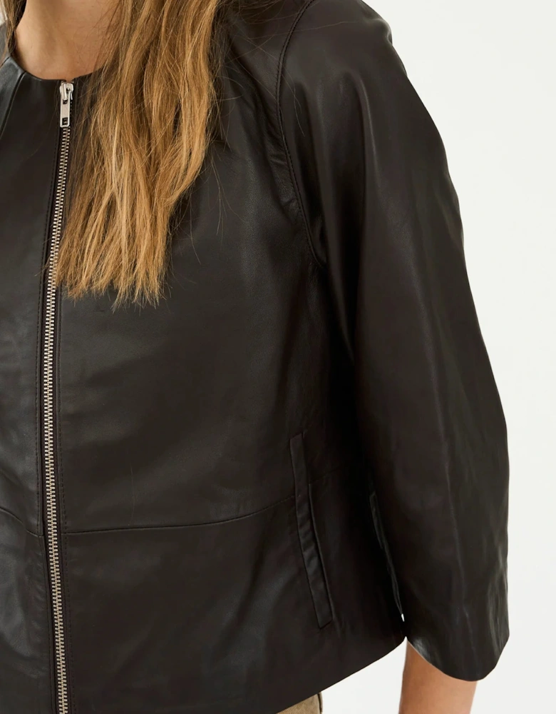 Lanni leather 3/4 sleeve leather jacket