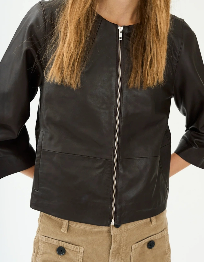 Lanni leather 3/4 sleeve leather jacket