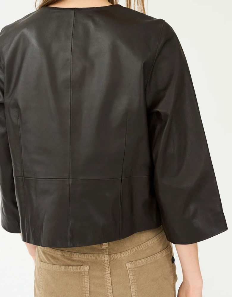 Lanni leather 3/4 sleeve leather jacket